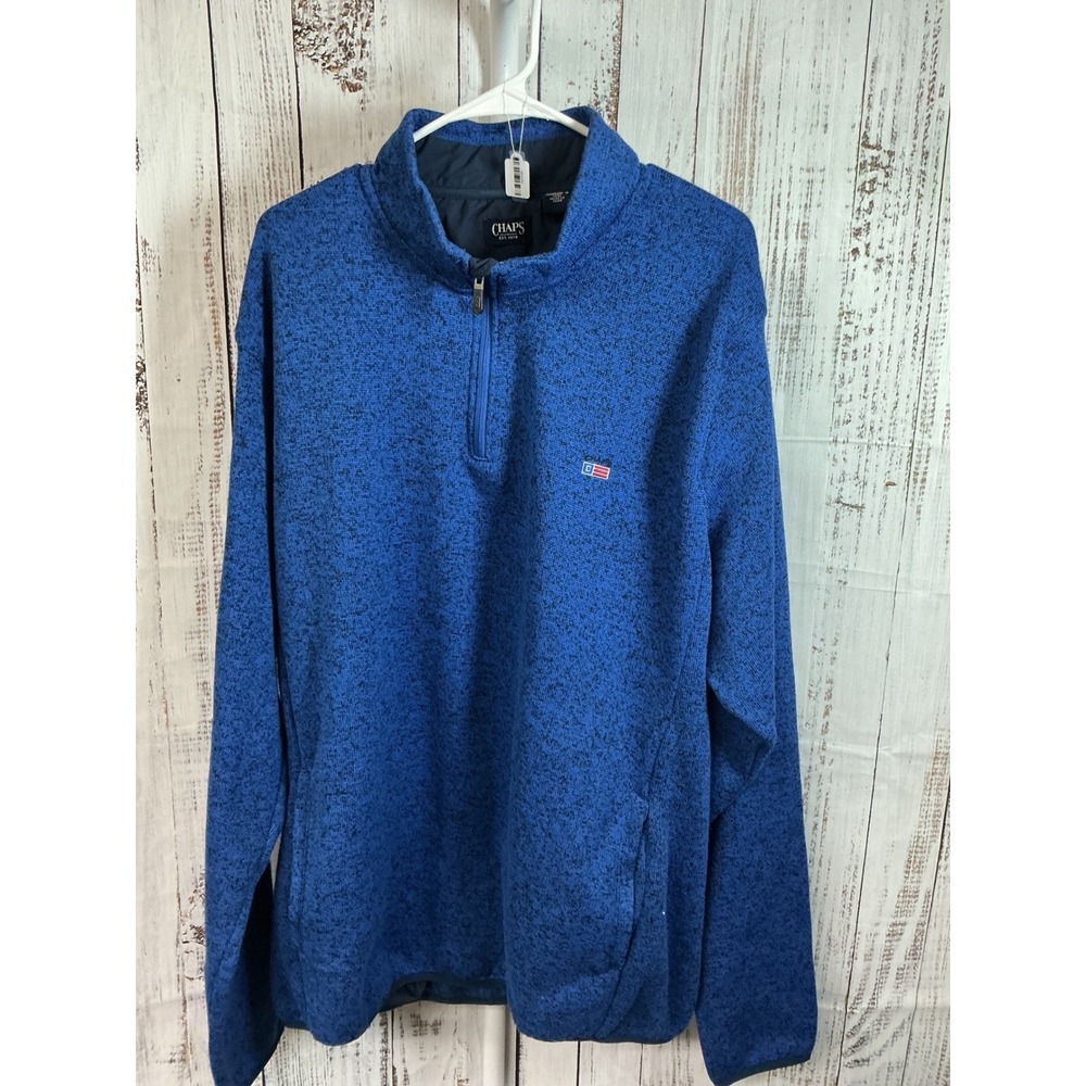 Chaps Est. 1978 Pullover 1/4 Zip Long Sleeve Blue Patterned Casual Top
